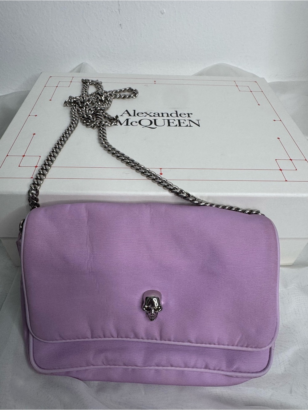 Alexander McQueen Lilac Leather Skull Chain Crossbody